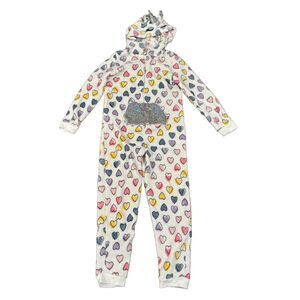 bmagical Girls 10 Hooded Unicorn Jumpsuit Hearts Sequins Sparkly Soft Comfy Warm